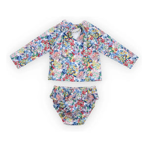 the new society - Verbena Fleuri Recycled Fiber Baby Swimsuit | Blue