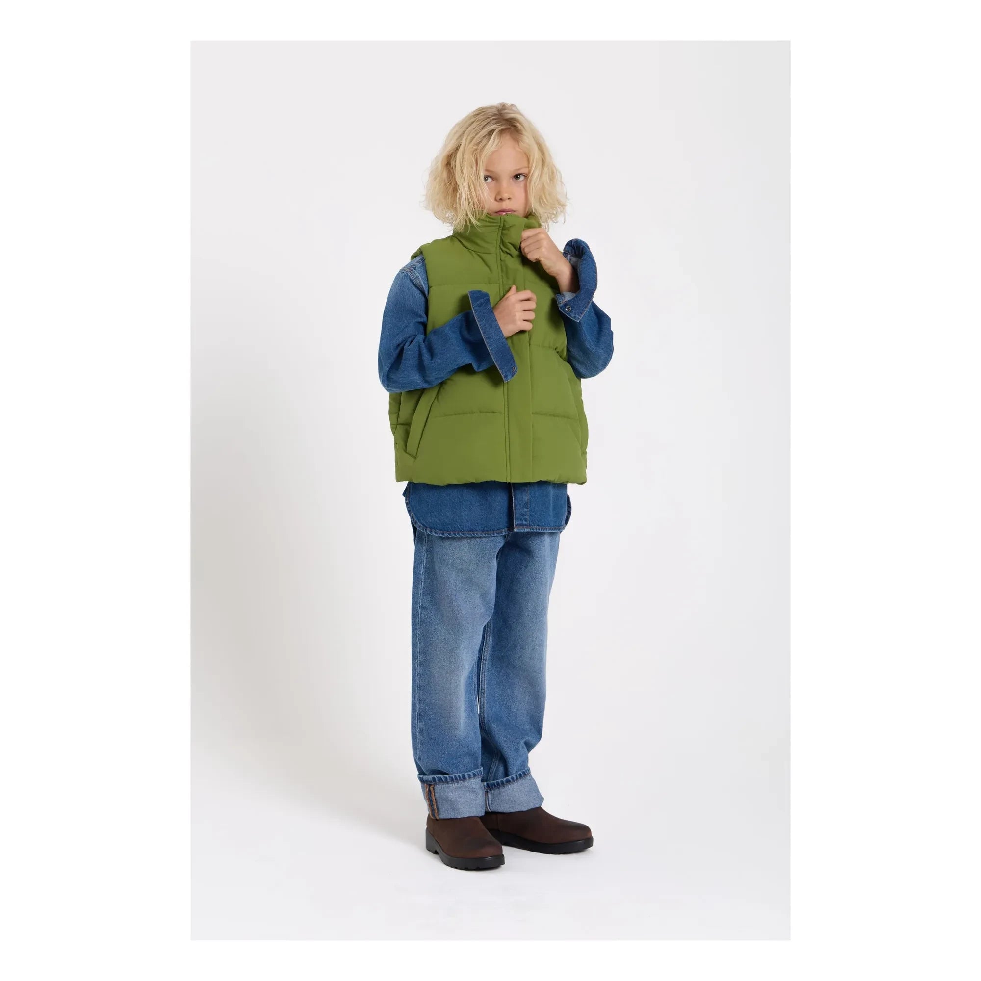 Hundred Pieces - Temper Recycled Fiber Sleeveless Down Jacket | Green