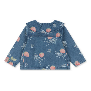Konges Sløjd - Denim Straw Collar Strawberry Organic Cotton Jacket | Blue