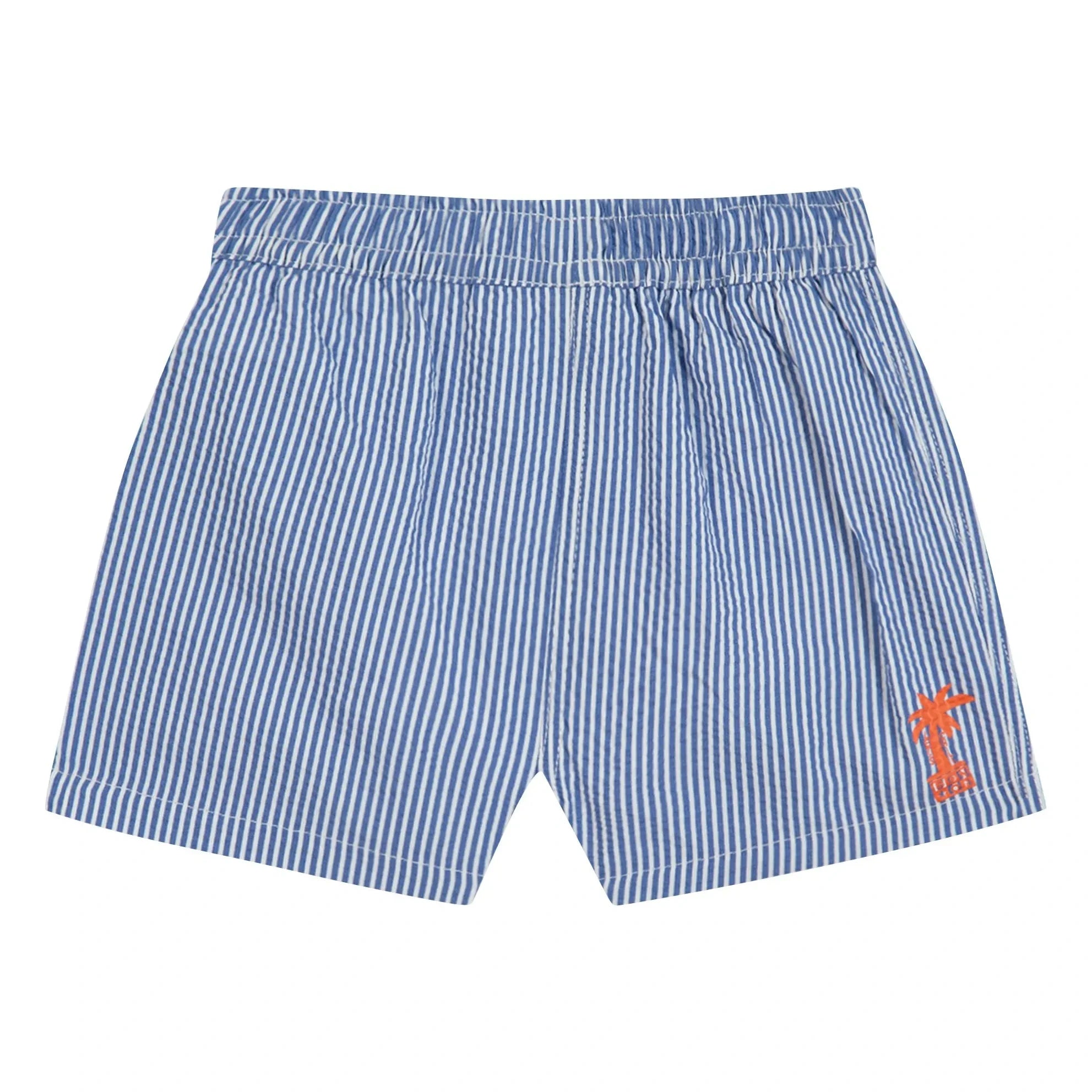 Bonton - Striped Baby Swimsuit Shorts | Azure Blue