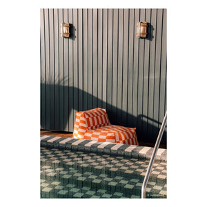 Nobodinoz - Matteo Tiles outdoor long pouf | Orange