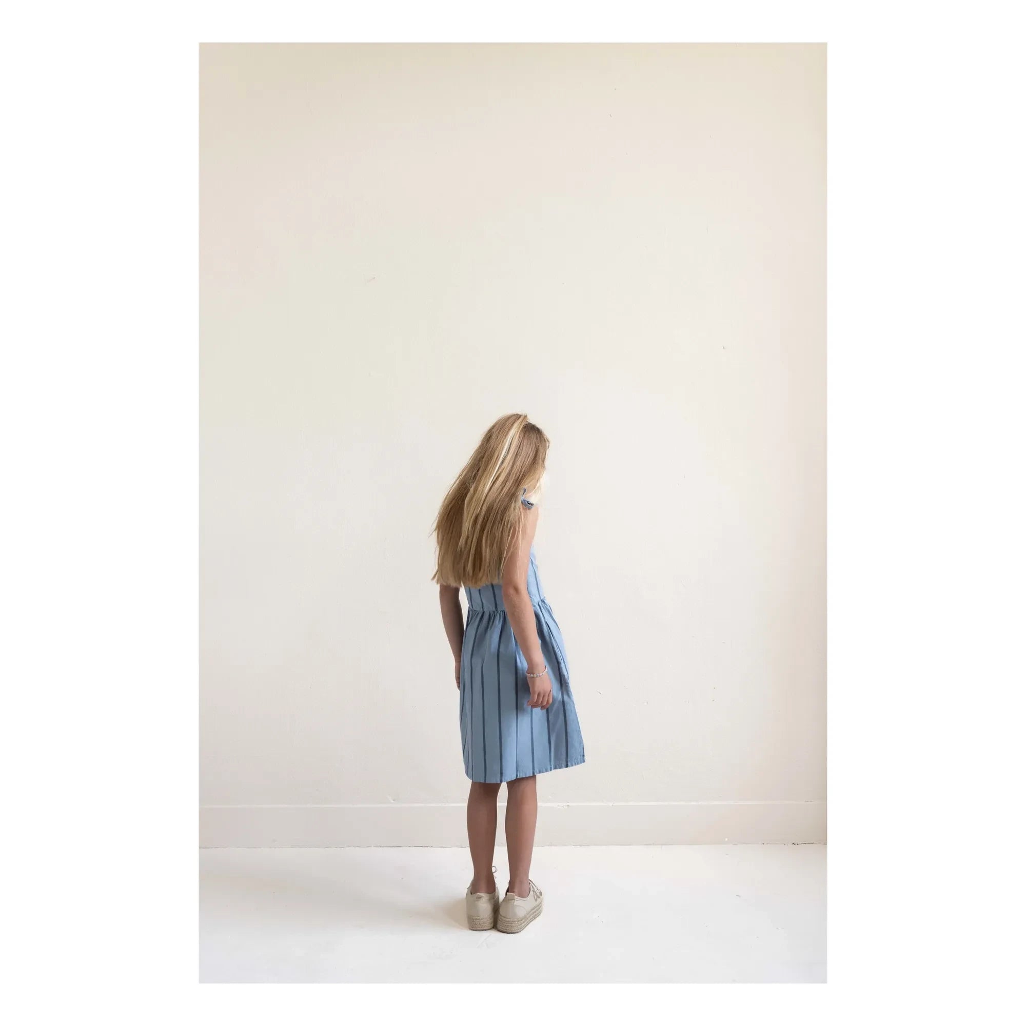 Jenest - Striped Organic Cotton Romper Dress | Light Blue