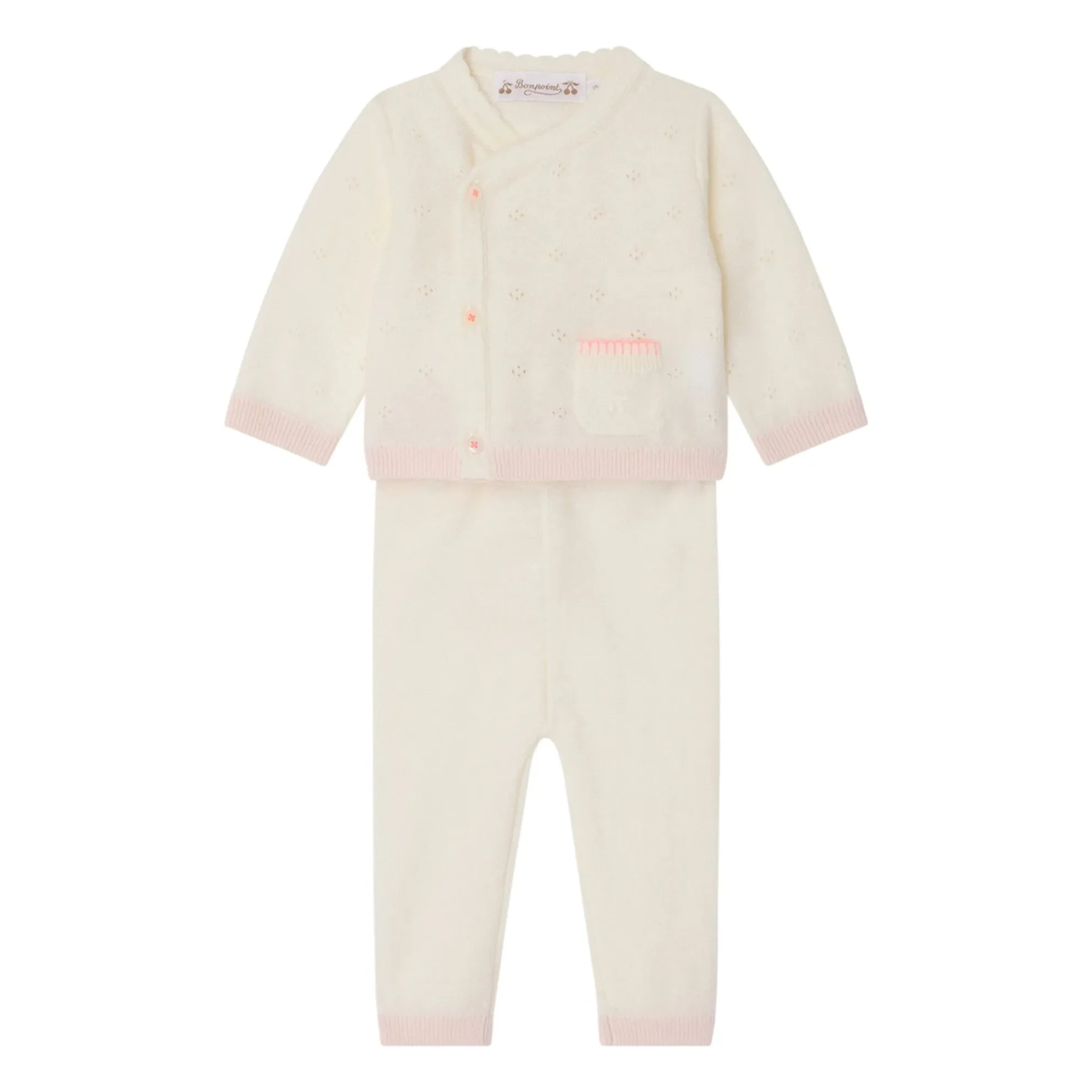 Bonpoint - Laurina Wool Knit Cardigan and Leggings Set | White