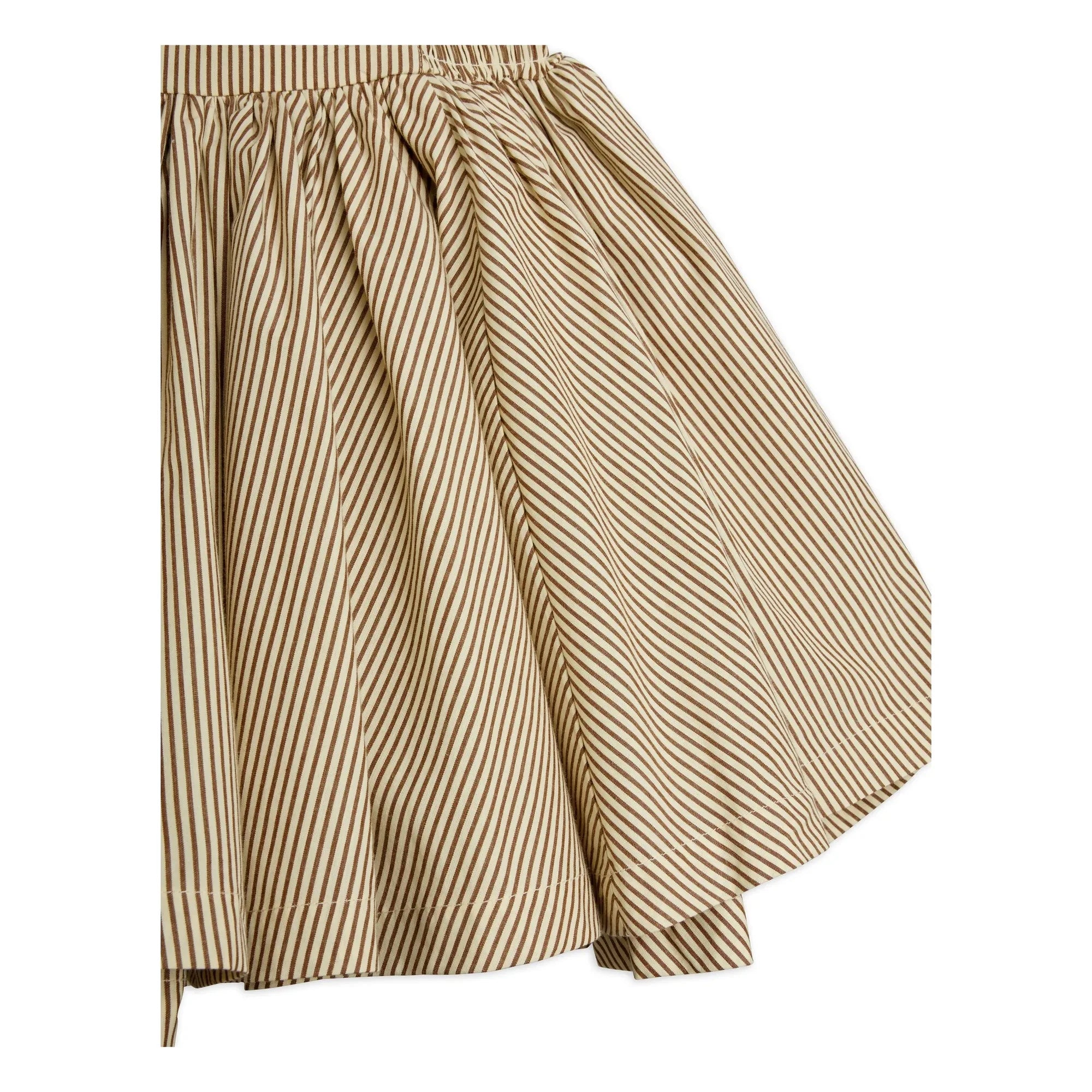 Mini Rodini - Striped Poplin Organic Cotton Drawstring Dress | Brown