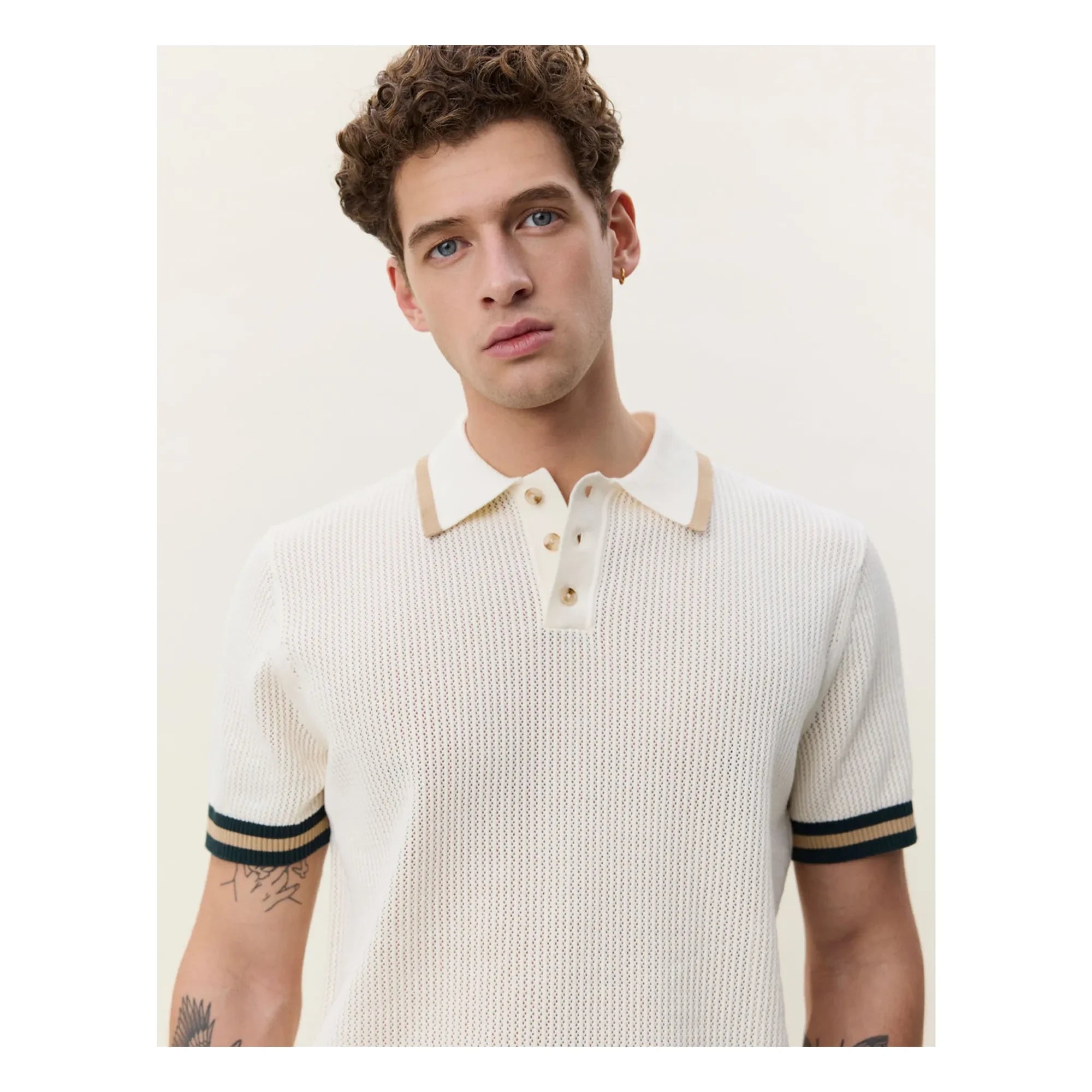 Les Deux - Lace Knit Polo | Off-white