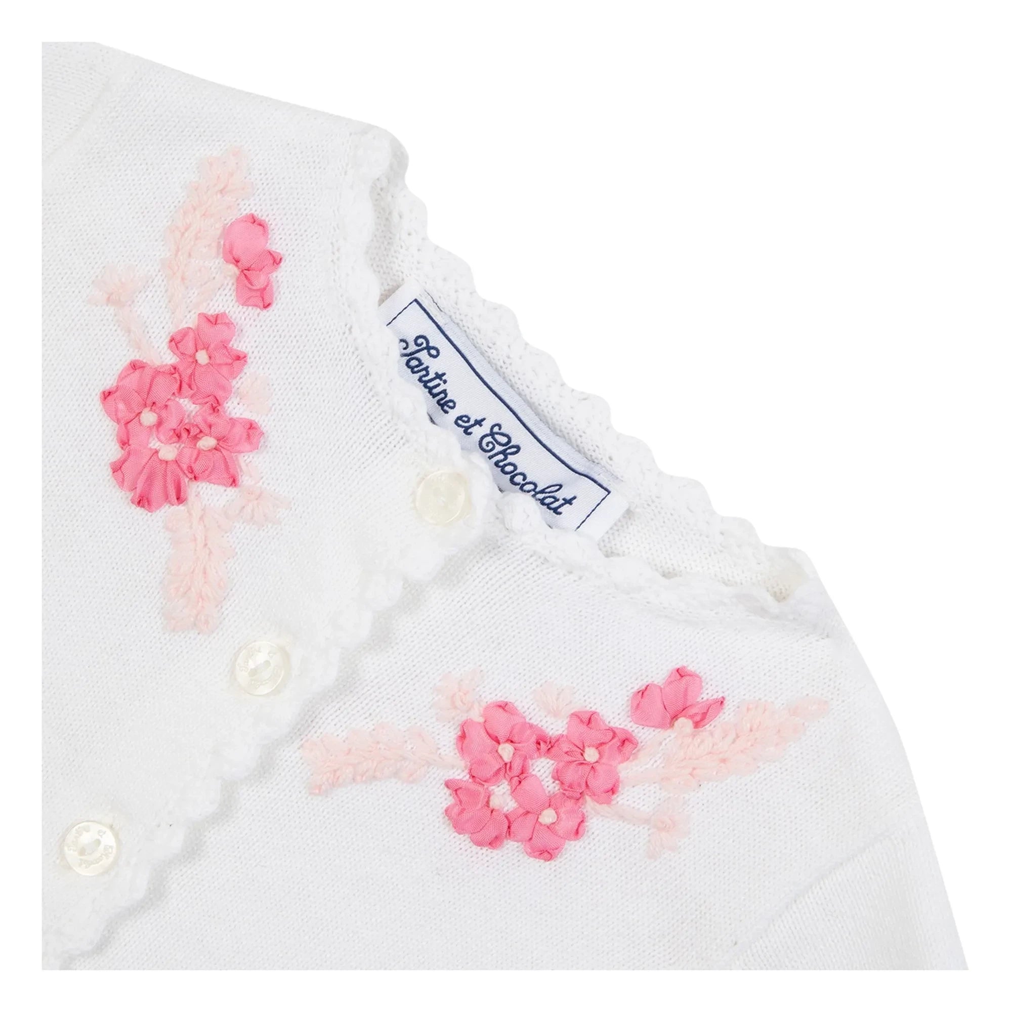 Tartine et Chocolat - Floral Embroidered Cardigan | White