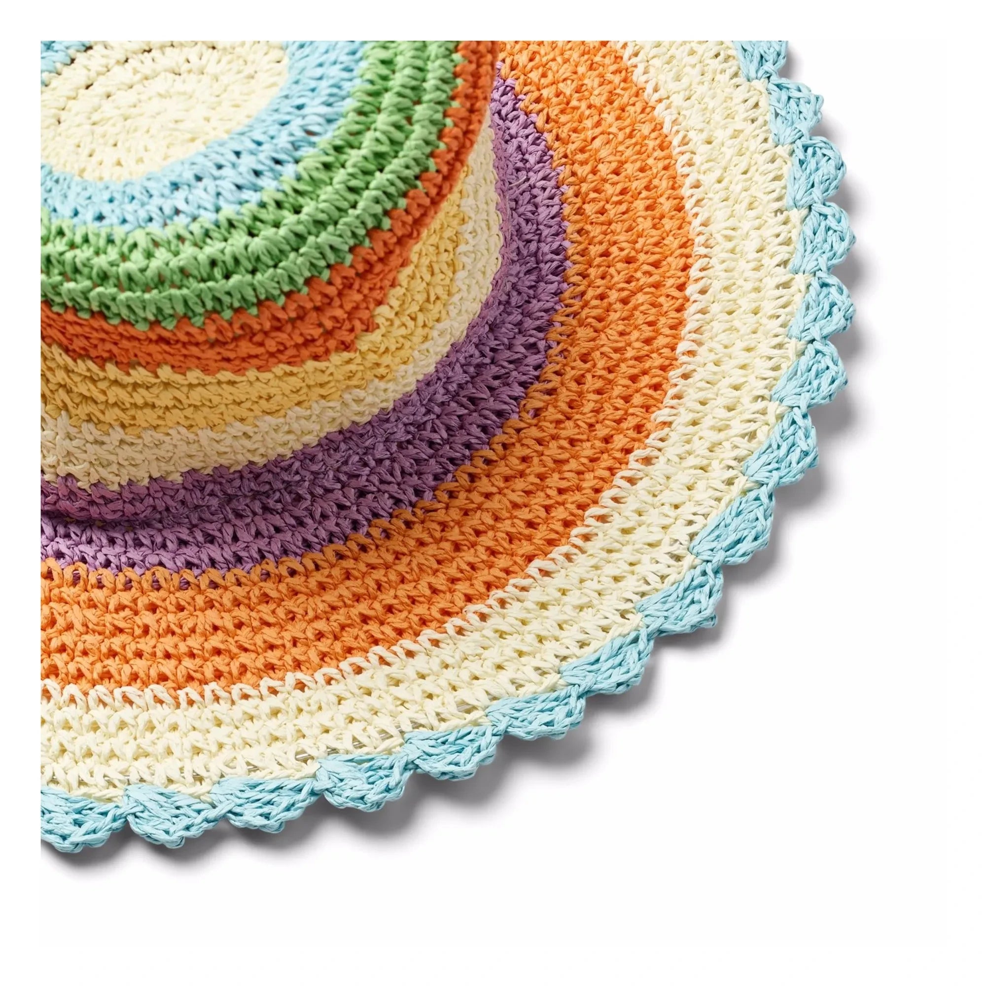 Molo - Large Wavy Striped Paper Straw Hat | Orange