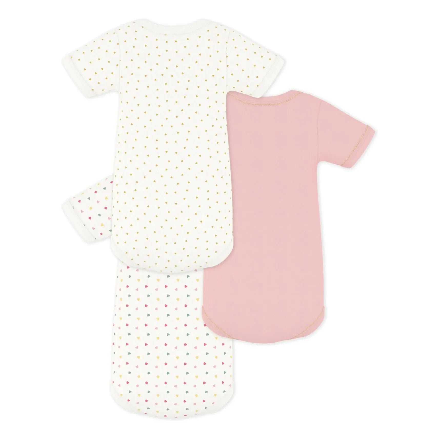 Petit Bateau - Pack of 3 Mini Heart Organic Cotton Bodysuits | White