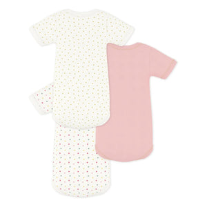 Petit Bateau - Pack of 3 Mini Heart Organic Cotton Bodysuits | White