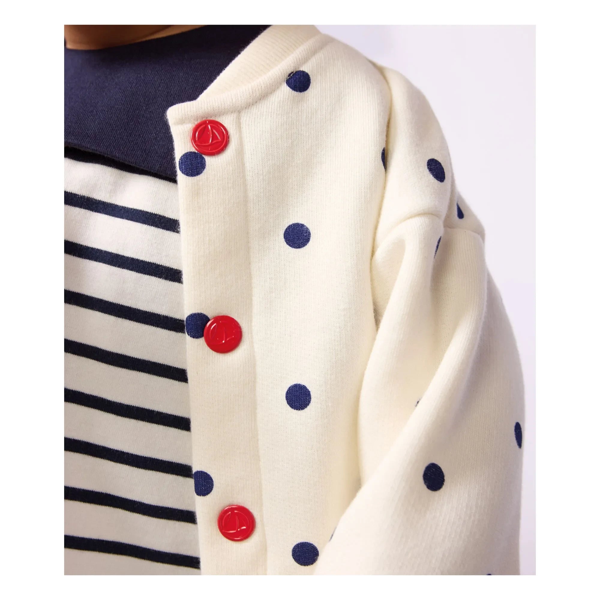 Petit Bateau - Quilted Dot Jacket | Ecru