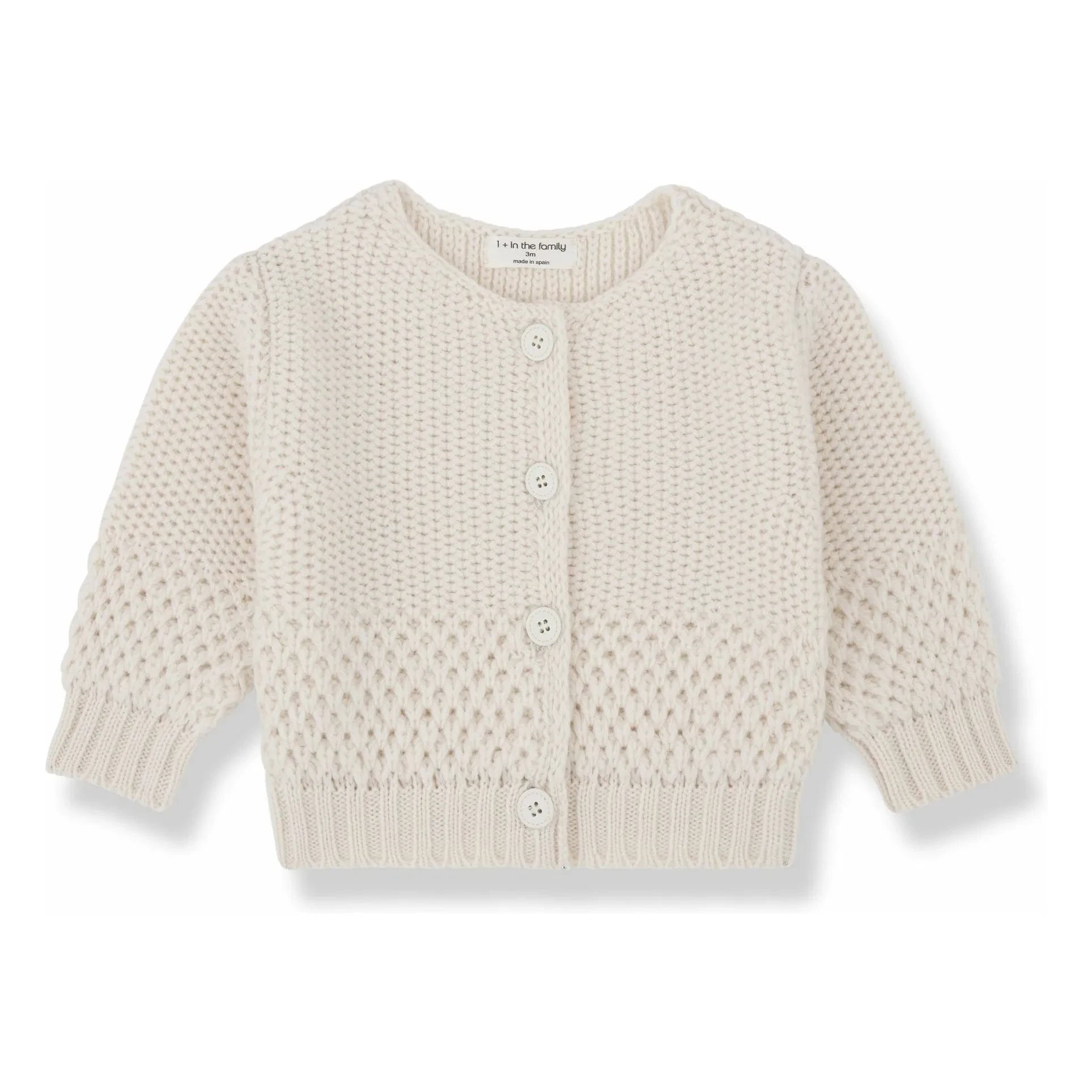 1+ in the family - Malene Mini Merino Wool Cardigan | Ecru