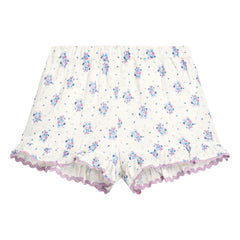 Louise Misha - Vallaloid Floral Pattern Ruffled Shorts | Cream