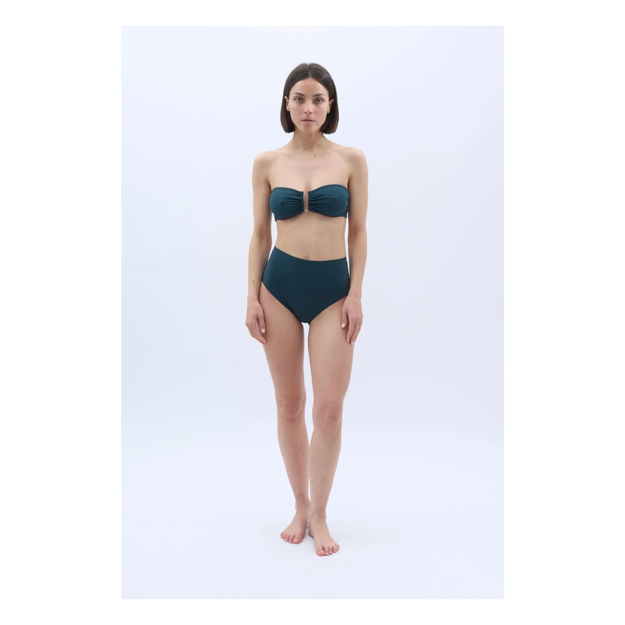 Baie Brune - Bonnie Bandeau Swimsuit Top | Chrome Green