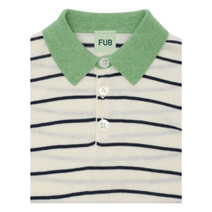 FUB - Striped polo neck T-shirt Extra Fine Knit Organic Cotton | Ivory