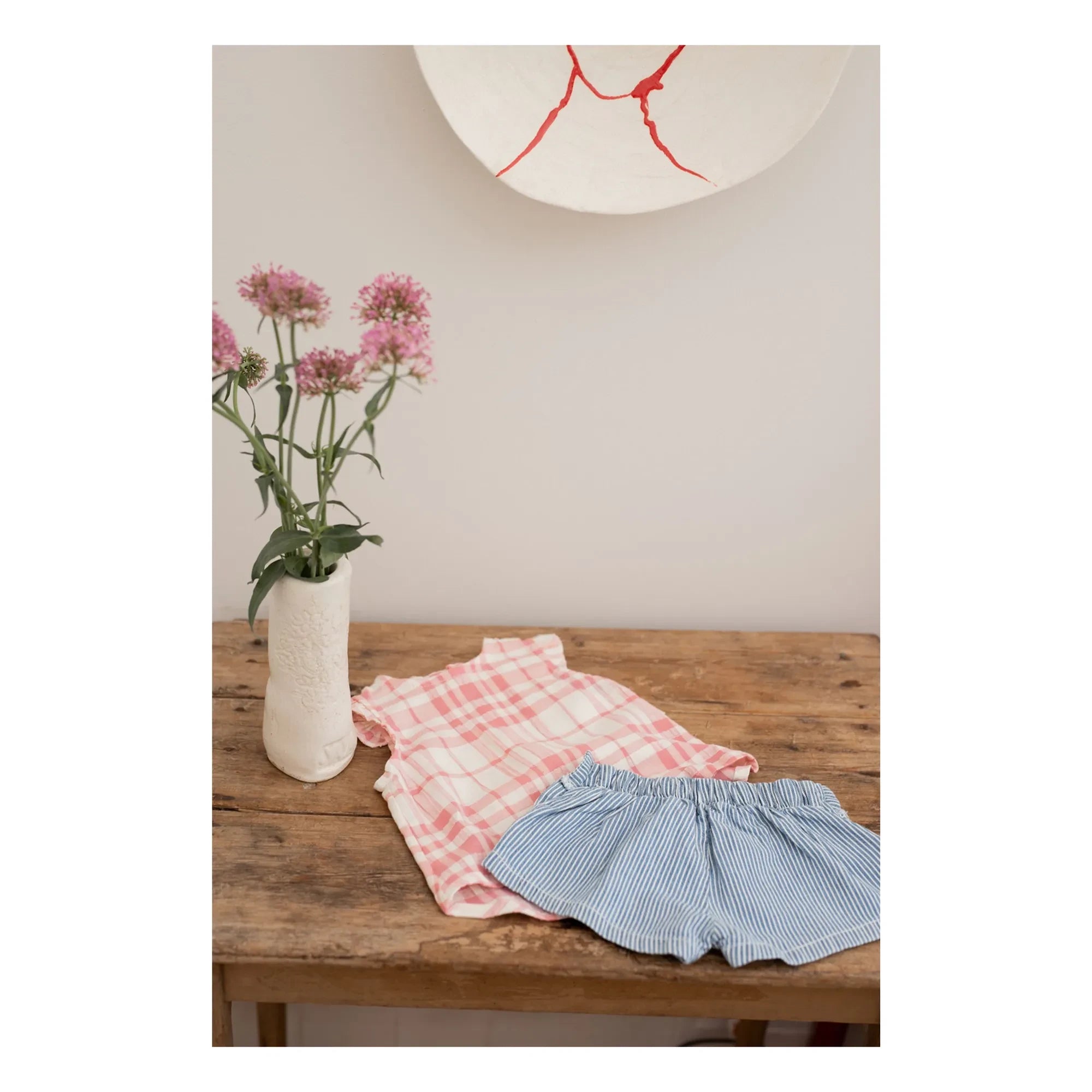 1+ in the family - Ferrosa Linen Checkered Blouse | Powder Pink
