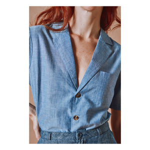 Emile et Ida - Blue Cotton Chambray Blouse