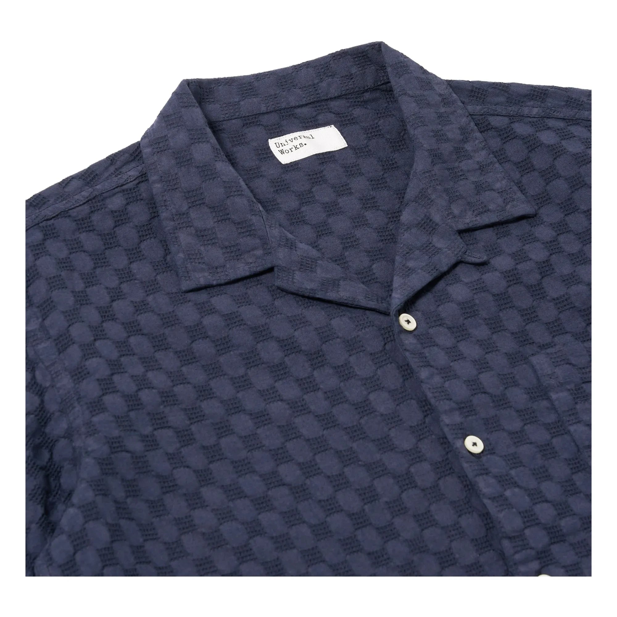 Universal Works - Chemise Road Shirt Dot Waffle | Navy