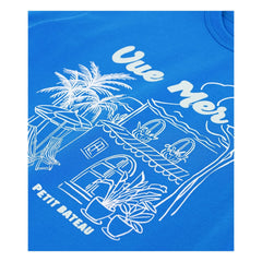 Petit Bateau - Loose Fit T-Shirt with Sea View Organic Cotton | Azure Blue