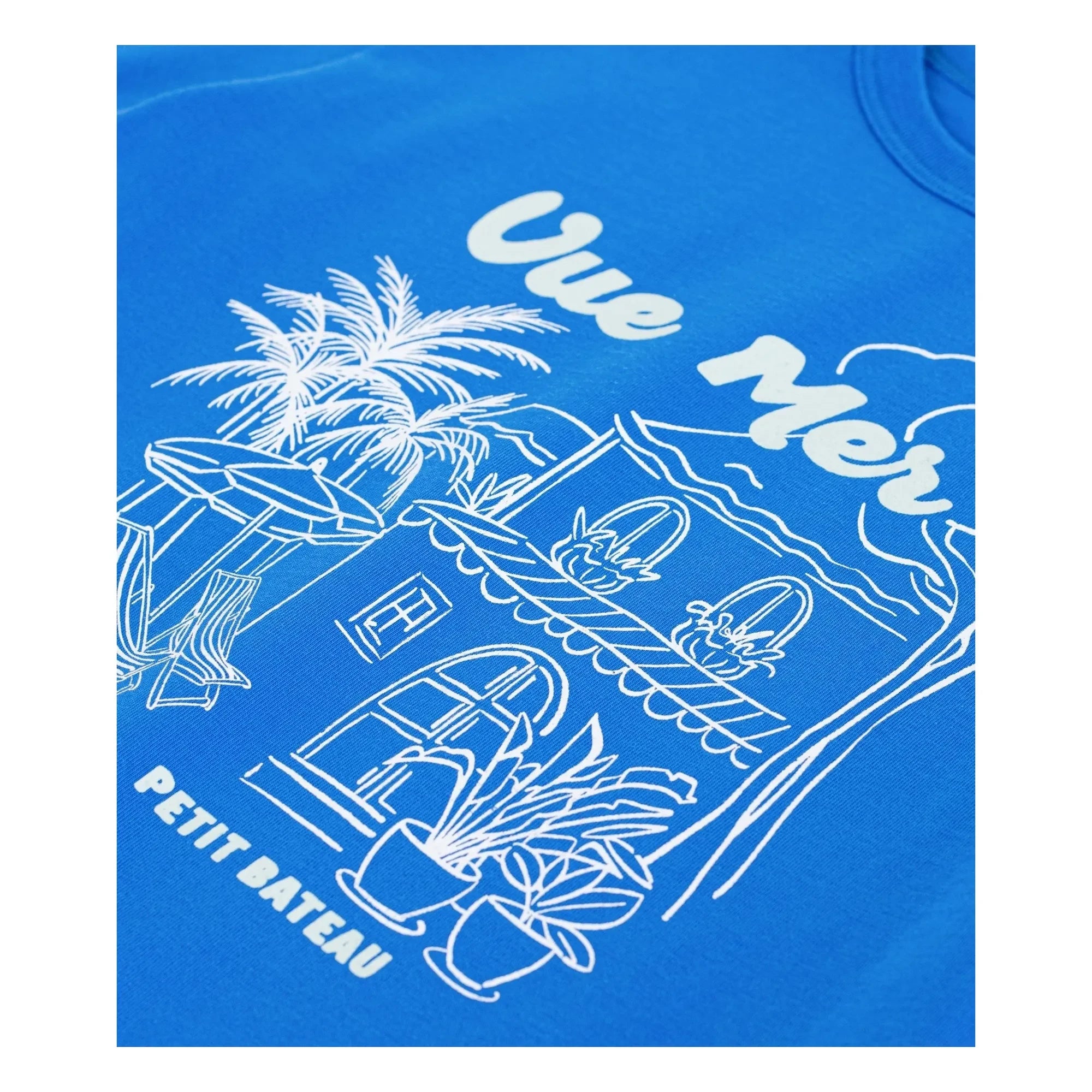 Petit Bateau - Loose Fit T-Shirt with Sea View Organic Cotton | Azure Blue