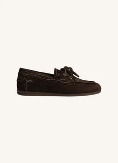 Posa - Prairie Suede Boat Shoes | Dark Brown
