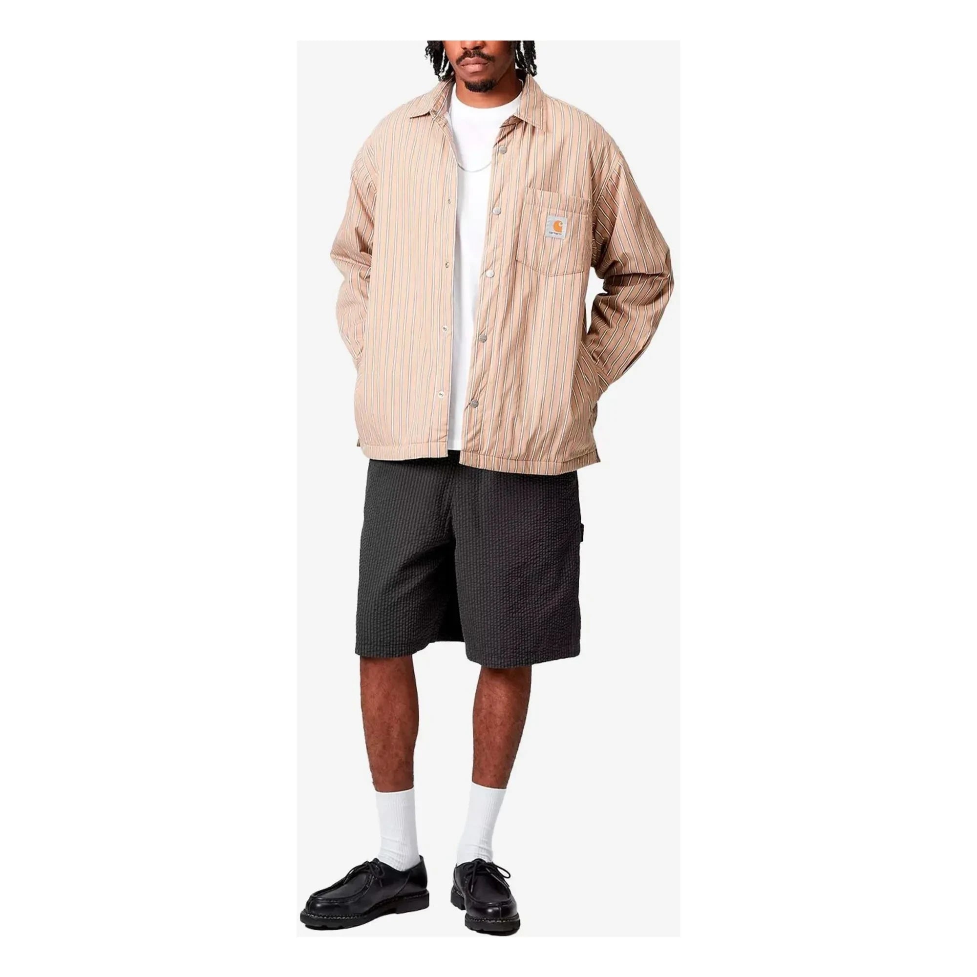 Carhartt WIP - Toland Çizgili Seersucker Şort | Siyah