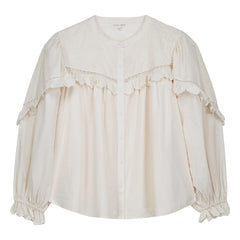 Louise Misha - Noelianne Blouse Organic Cotton Poplin - Women's Collection | Cream