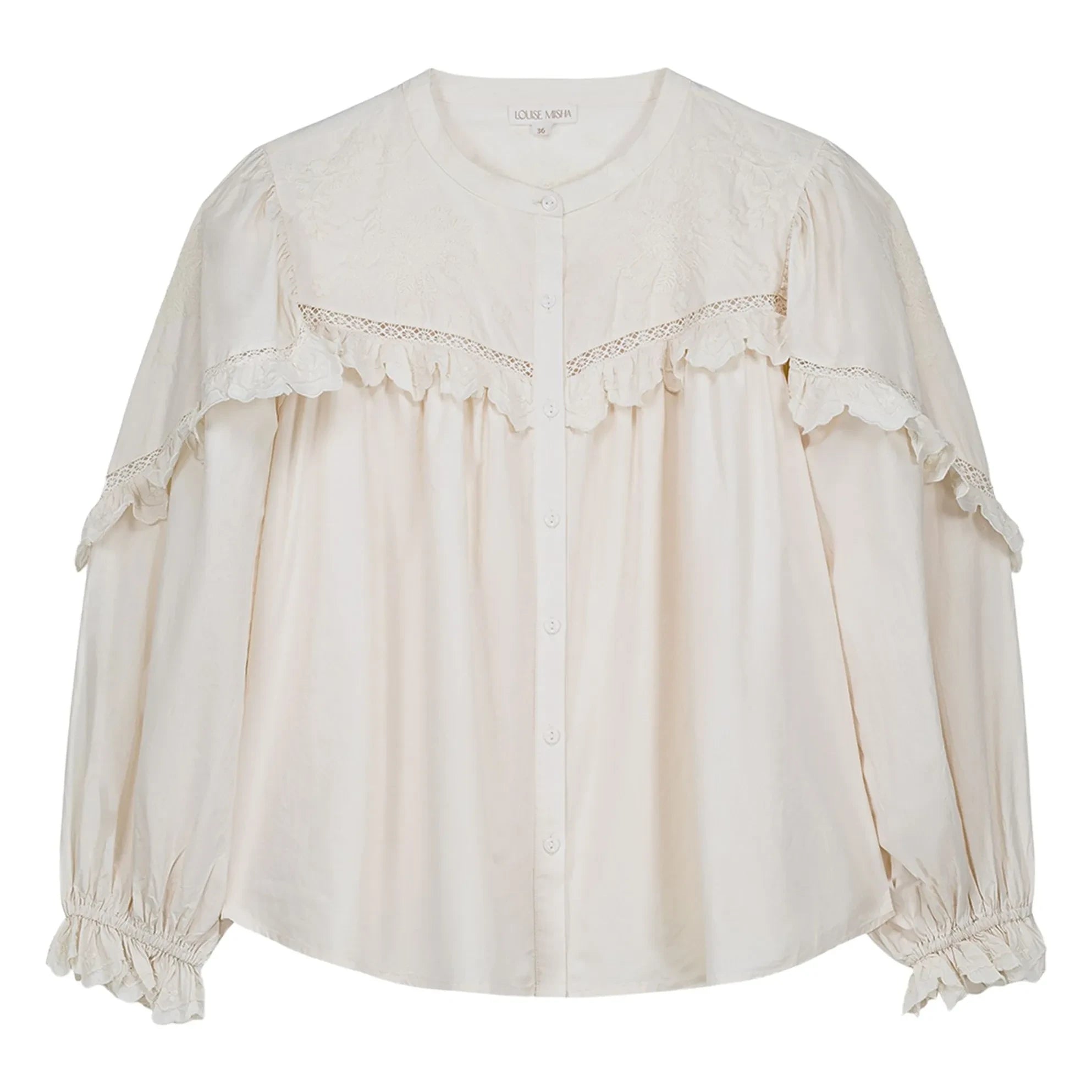 Louise Misha - Noelianne Blouse Organic Cotton Poplin - Women's Collection | Cream