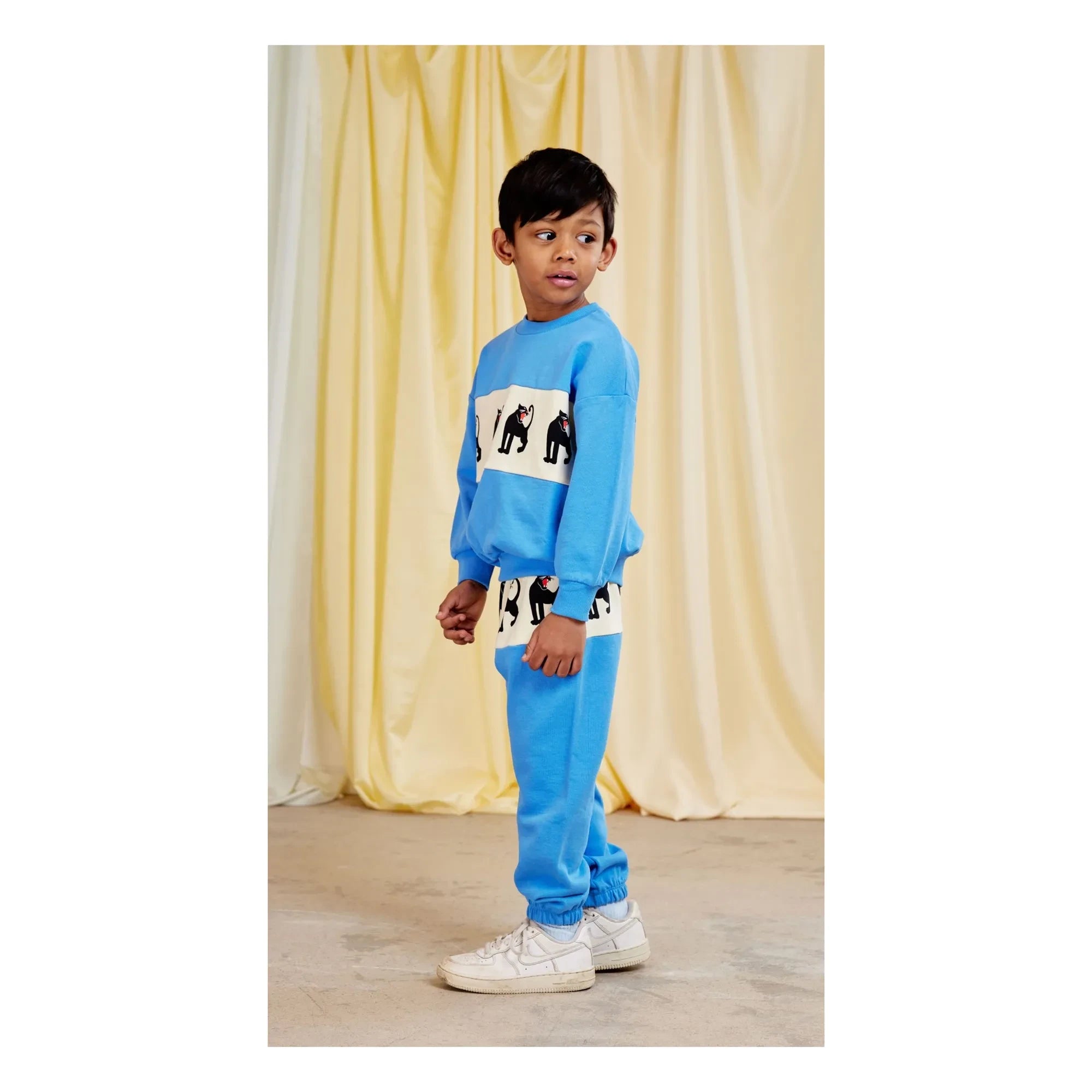 Mini Rodini - Panther organik pamuklu sweatshirt | Azure mavi