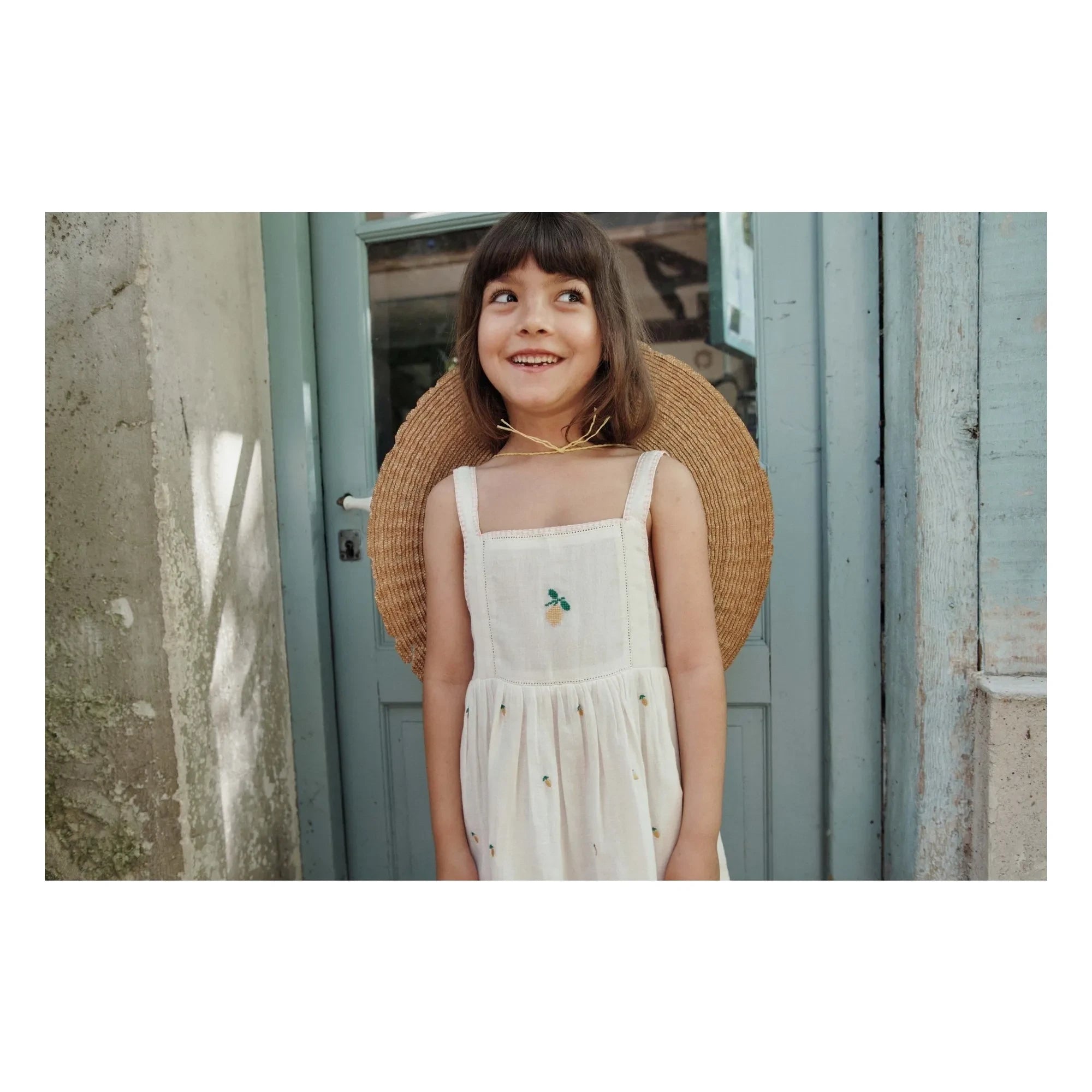 Emile et Ida - Lemon Embroidered Dress | Cream