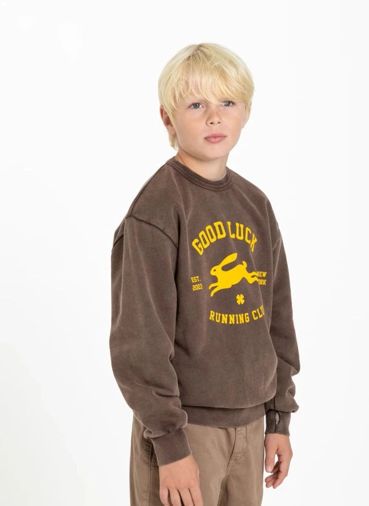 Finger in the nose - "Blow Good Luck" Organic Cotton Sweatshirt | Chocolate