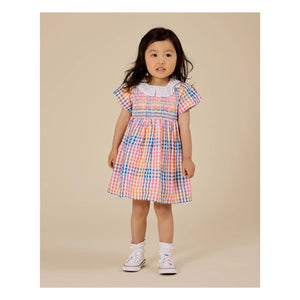 Goldie + Ace - Carreaux Gathered Dress | Blue