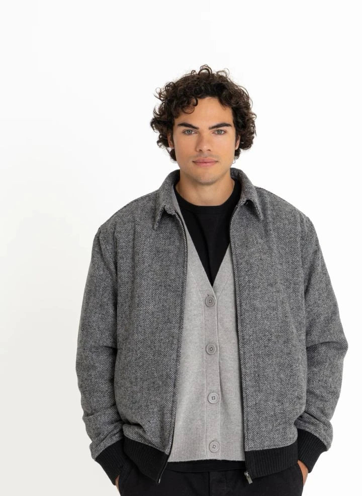 Smallable Man - Rodin Merino Wool Cardigan | Heather Grey