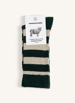 Homecore - Striped Merino Socks | Dark Green