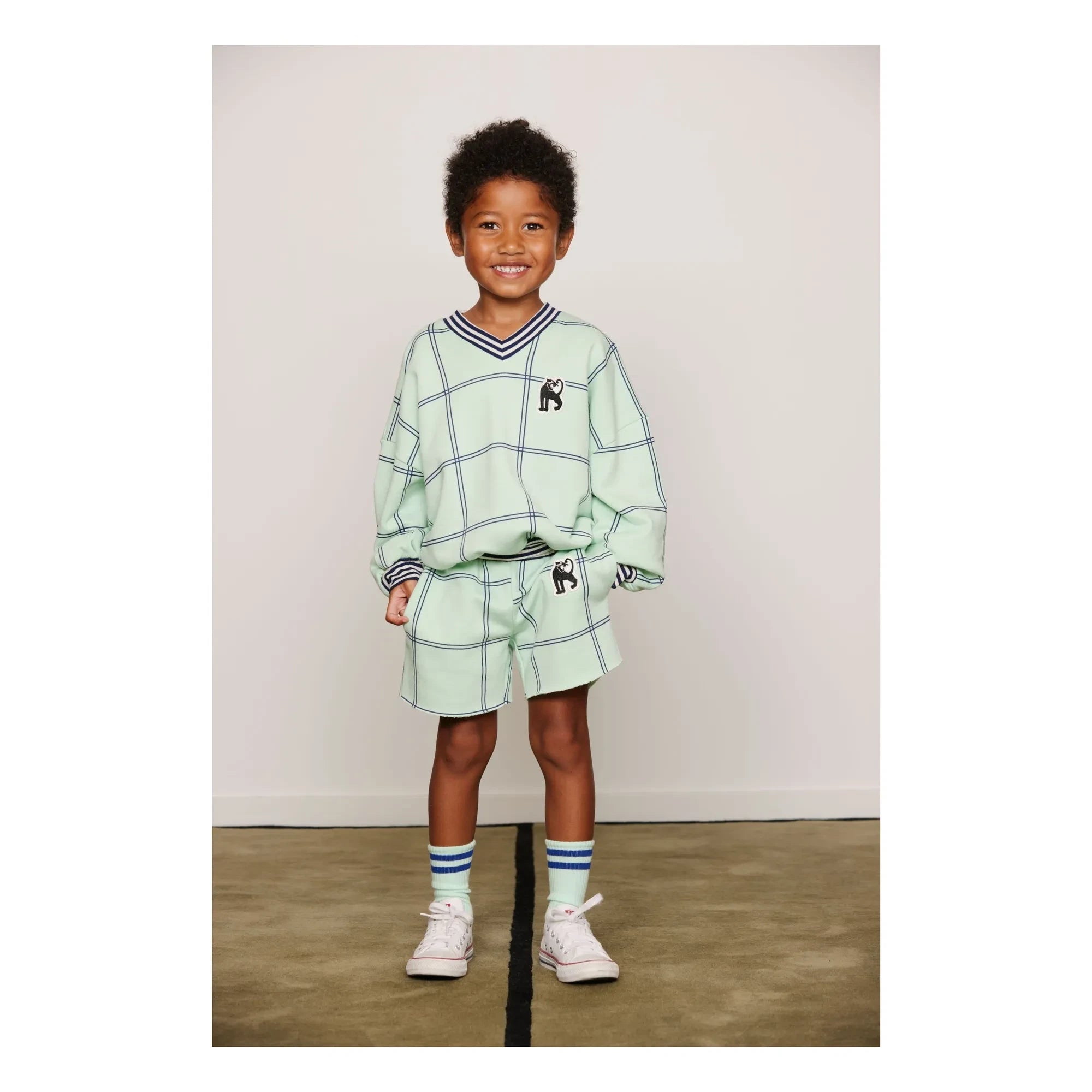 Mini Rodini - Coron Organic Checkered Sweatshirt | Green