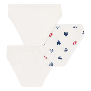 Petit Bateau - Set of 3 Striped Heart Organic Cotton Underwear | Ecru