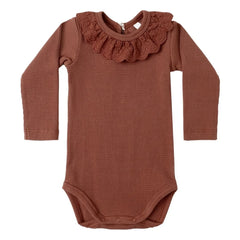 Quincy Mae - Ruffled Turtleneck Bodysuit | Rouge Brun