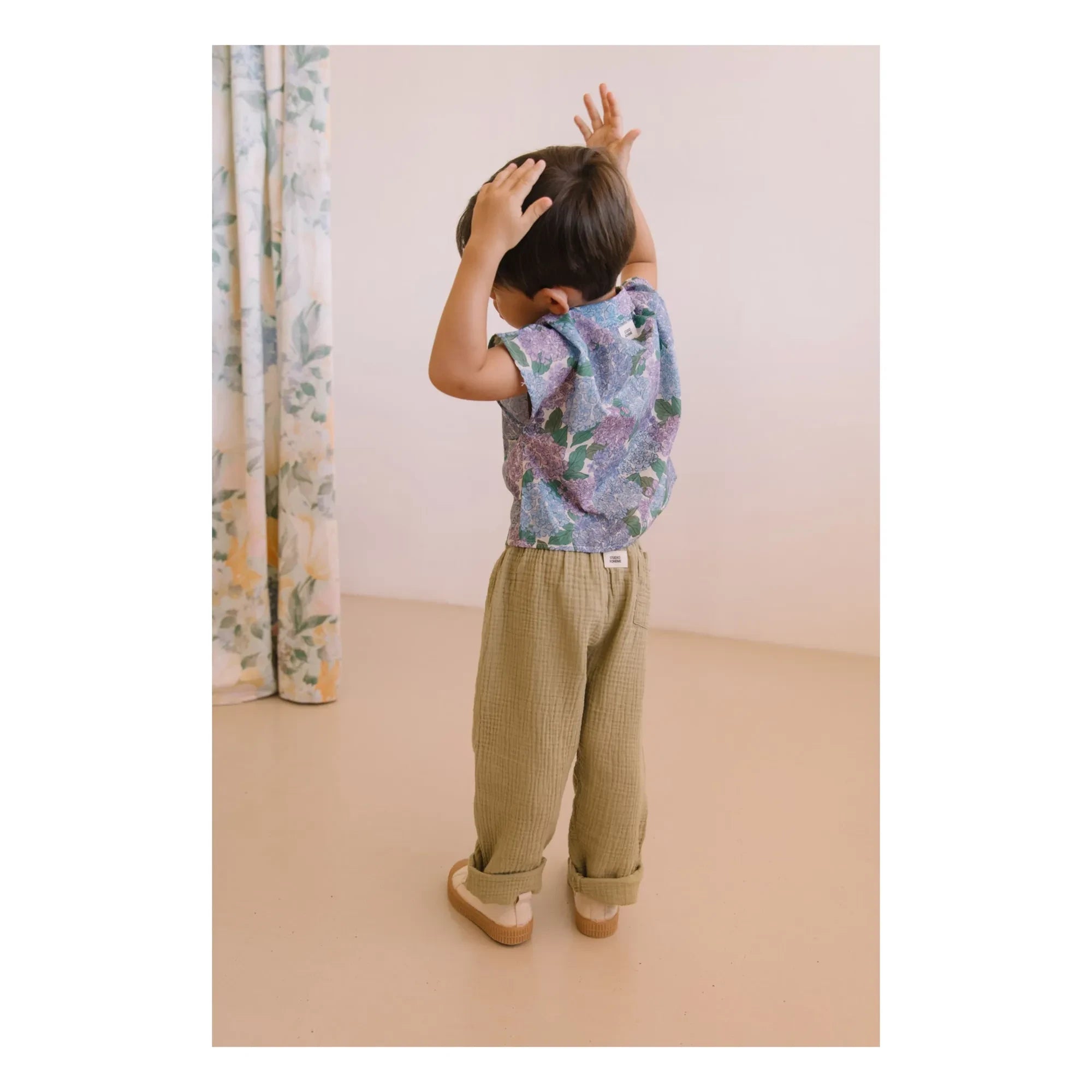 Studio Bohème - Cousin Gaze Organic Cotton Waffle Pants | Light Khaki