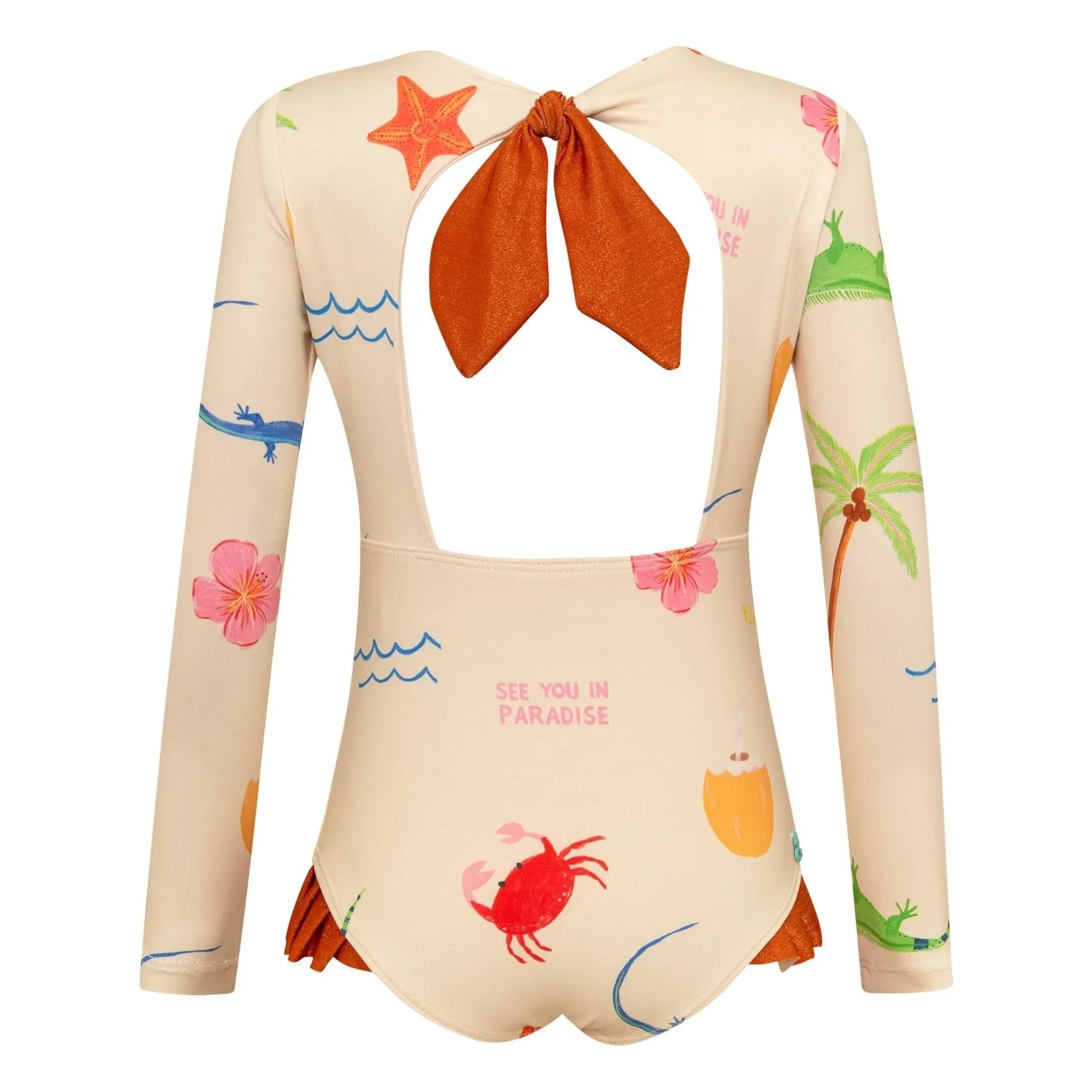 Pepita & Me - Long Sleeve Swimsuit Knot Beach | Ecru
