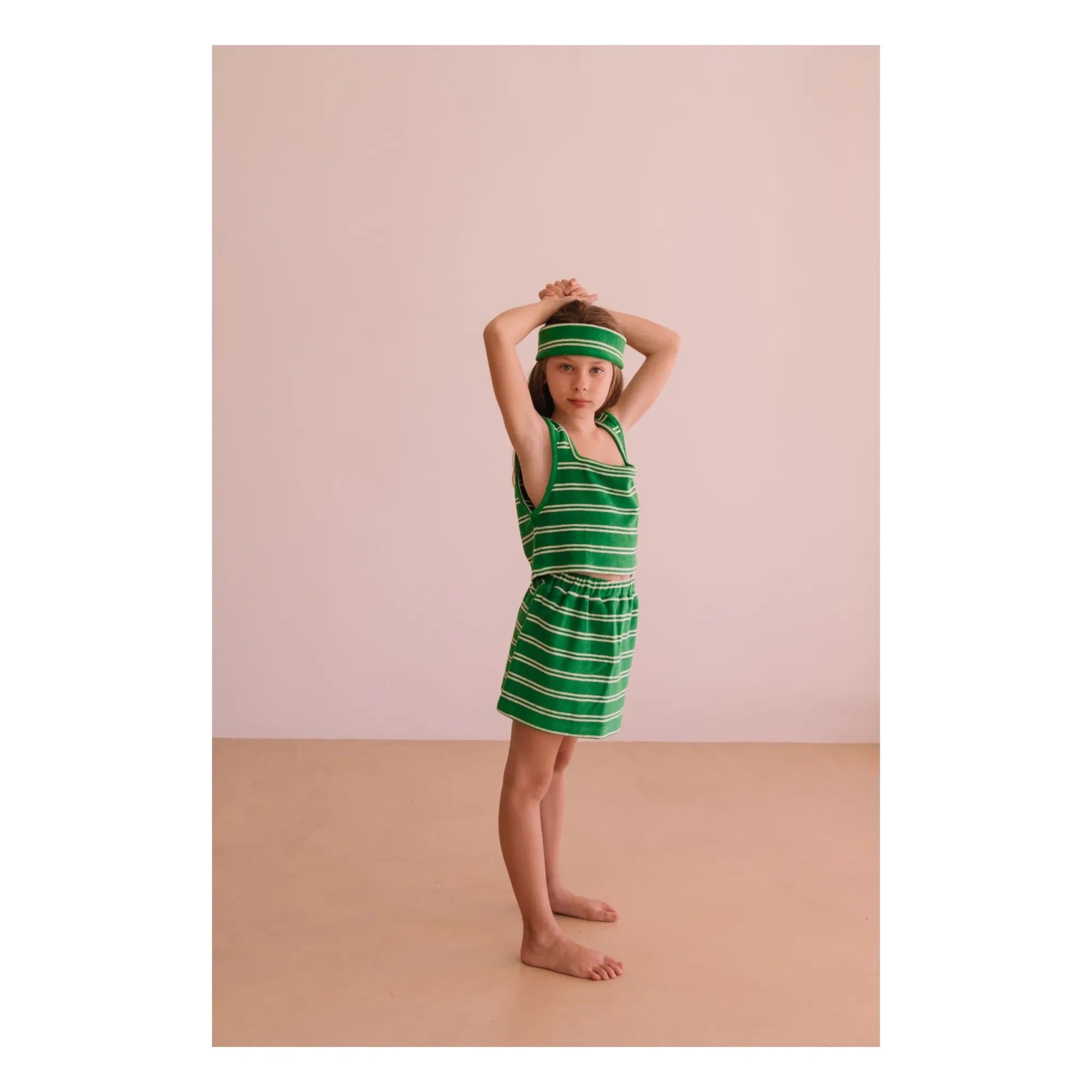 We Are Kids - Striped Organic Cotton Towel Marta Skirt | Green