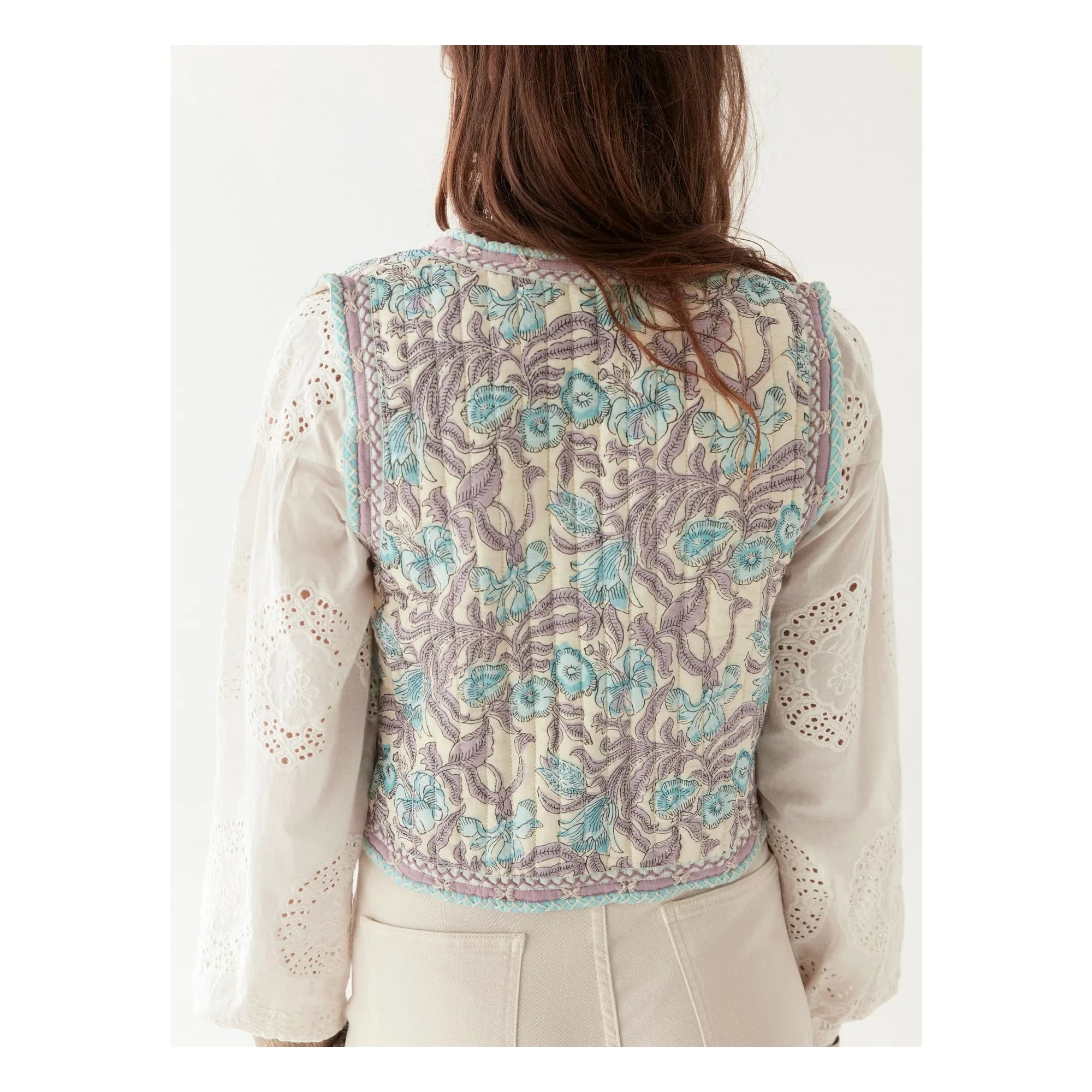 Maison Hotel - Purple Paradise Karina Sleeveless Cardigan | Light Blue