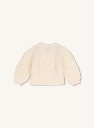 Chloé - Organik pamuklu bebek hırkası | Chalk