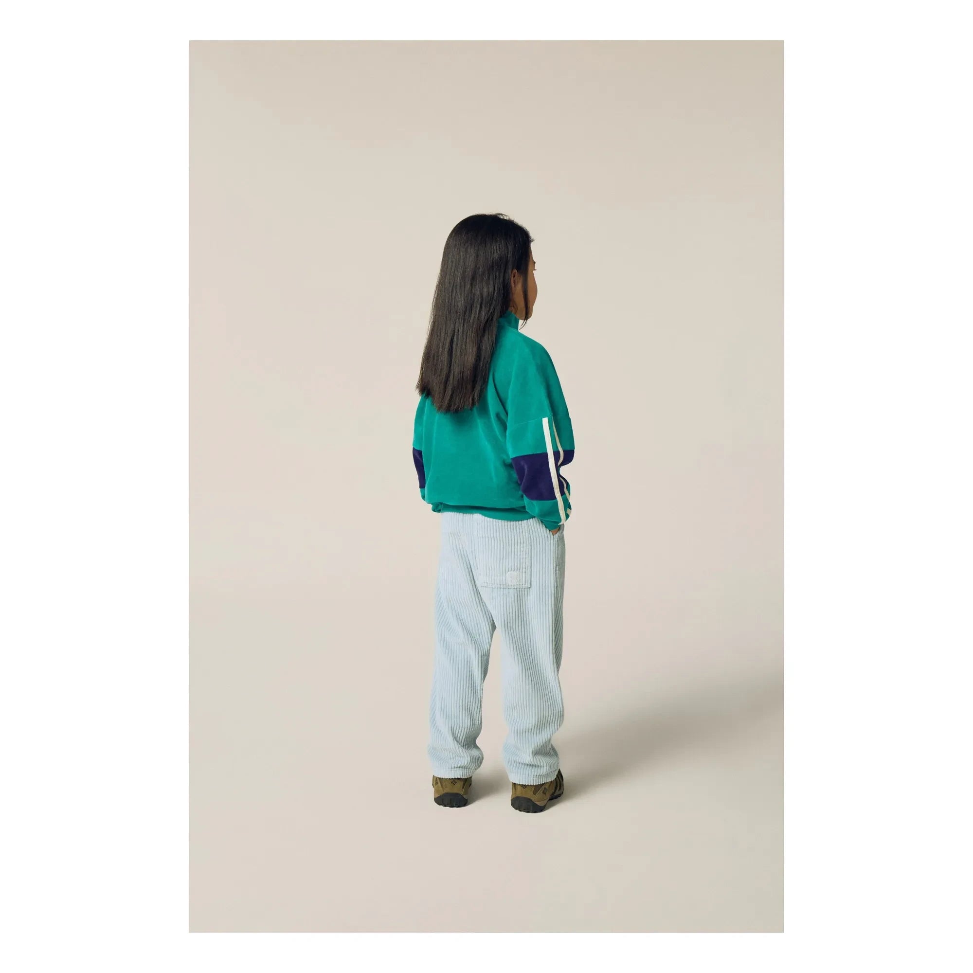 The Campamento - Renk Bloklu Kadife sweatshirt | Turkuaz