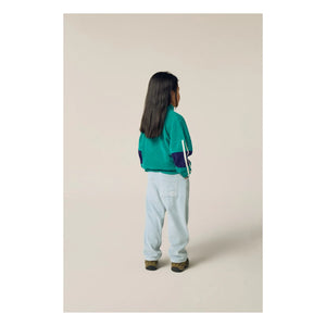 The Campamento - Renk Bloklu Kadife sweatshirt | Turkuaz