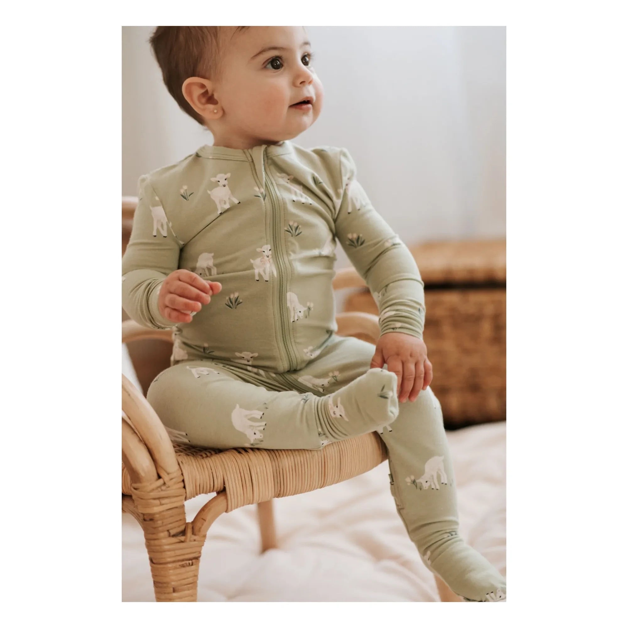 Petit Lem - Organik Pamuk ve Modal Kuzu Derisi Dönüştürülebilir Pijama | Yeşil