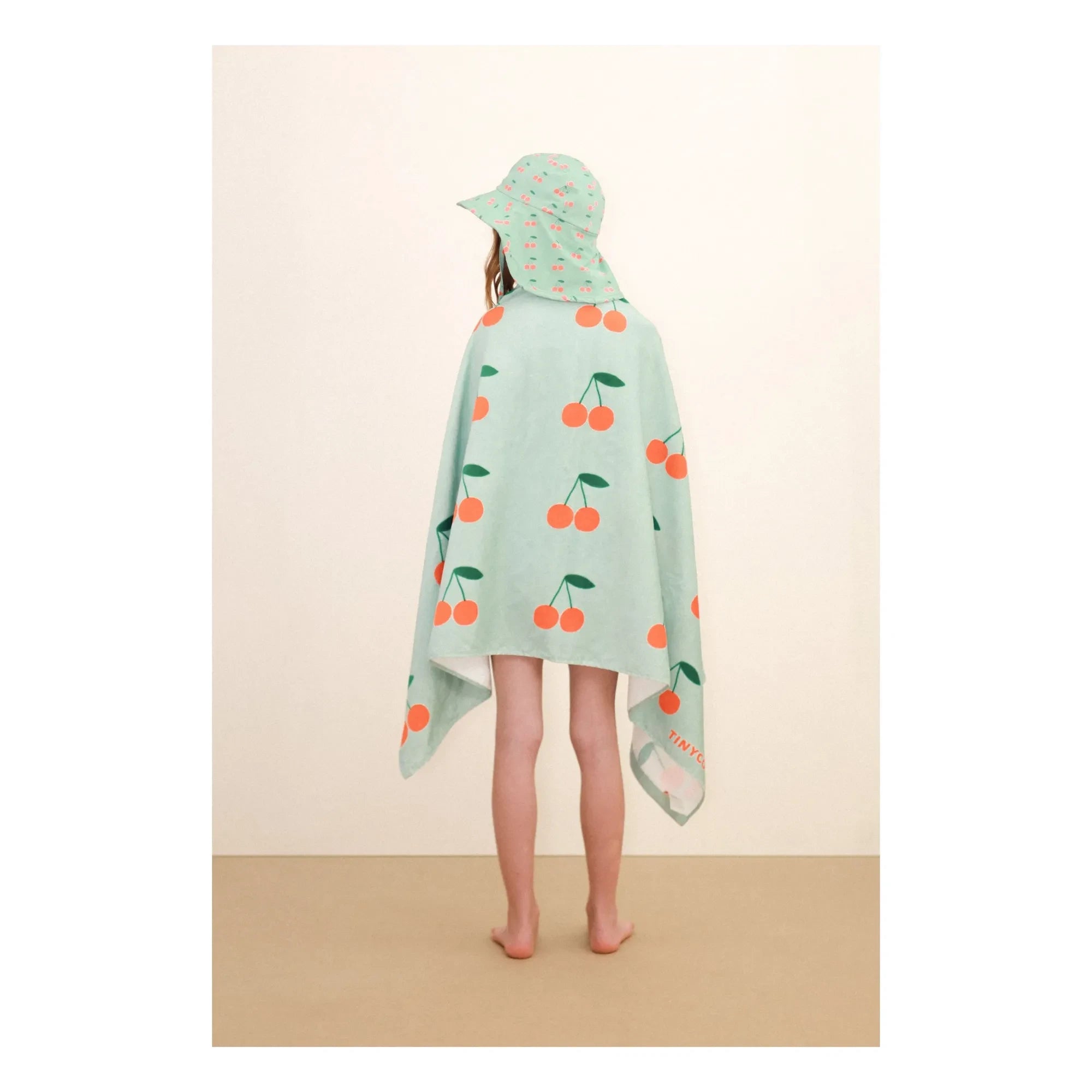 Tinycottons - Cerises Organic Cotton Beach Towel | Aqua Green