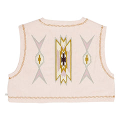 Jenest - Lily Embroidered Sleeveless Cardigan Organic Cotton | Lychee Pink