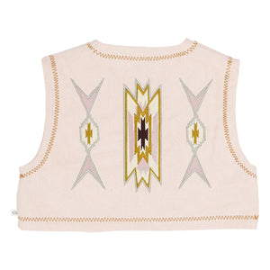 Jenest - Lily Embroidered Sleeveless Cardigan Organic Cotton | Lychee Pink