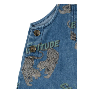 Konges Sløjd - Organic Cotton Denim Romper Cat Shorts Overalls | Blue