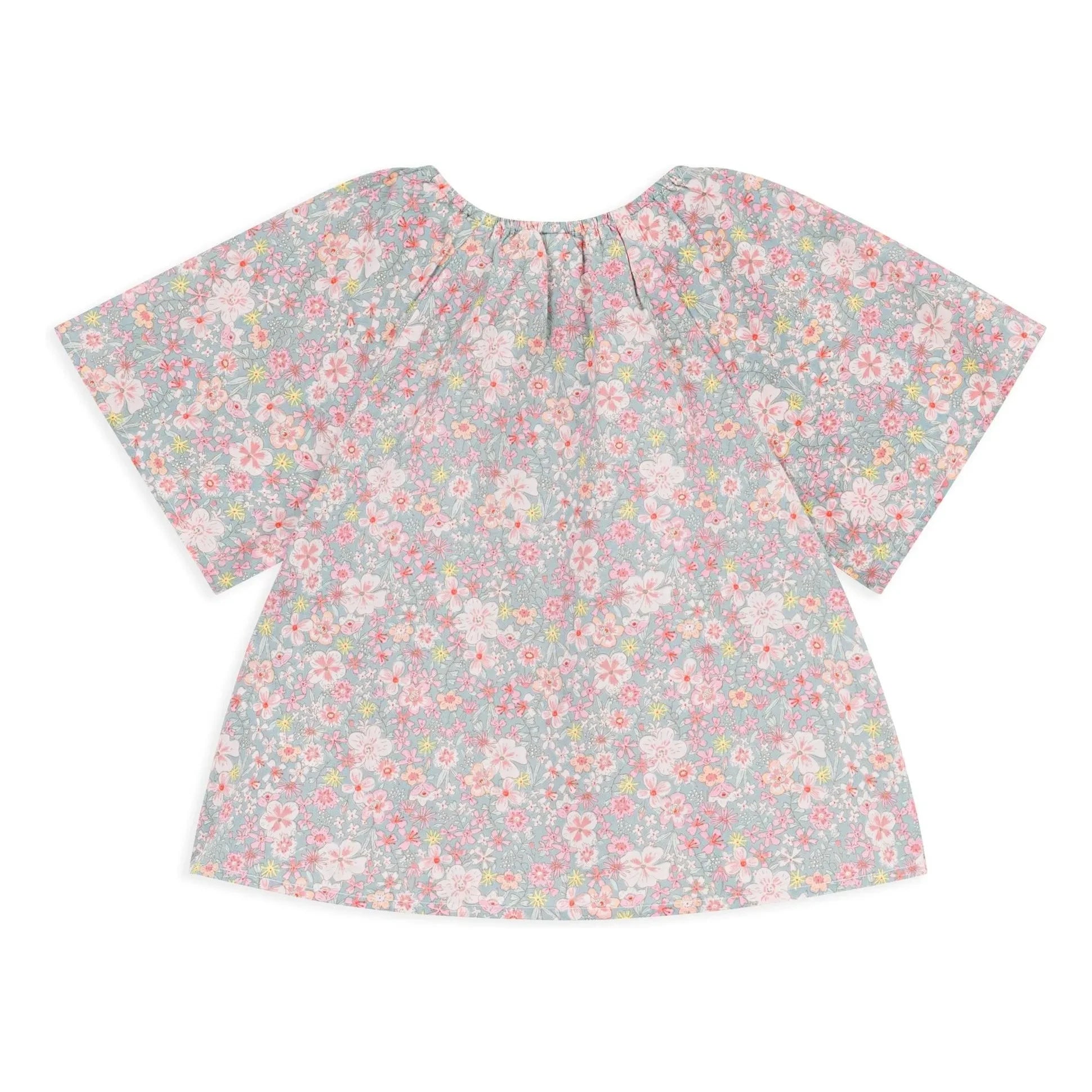 Petit Bateau - Cotton Bi-Elastane Floral Loose Blouse | Gray Blue