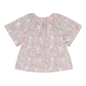 Petit Bateau - Cotton Bi-Elastane Floral Loose Blouse | Gray Blue